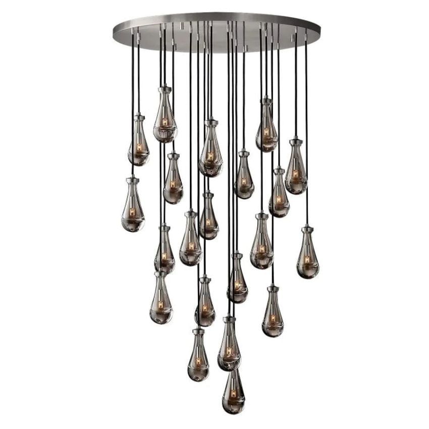 Rain Falling Glass Round Chandelier 47"