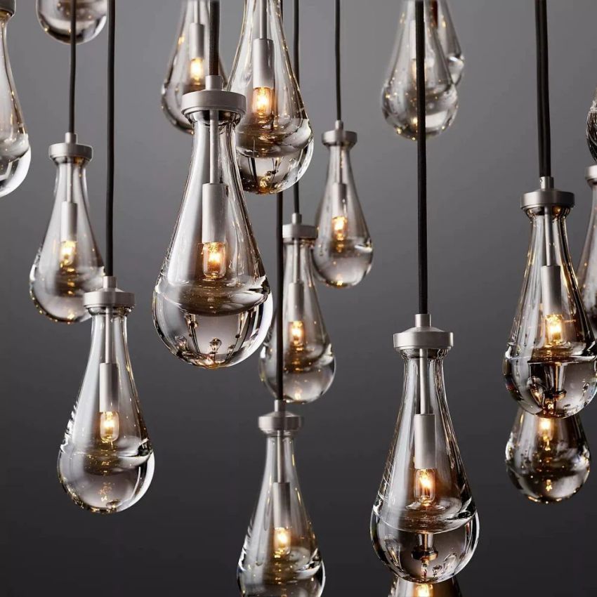 Rain Waterfall Glass Round Chandelier 60"