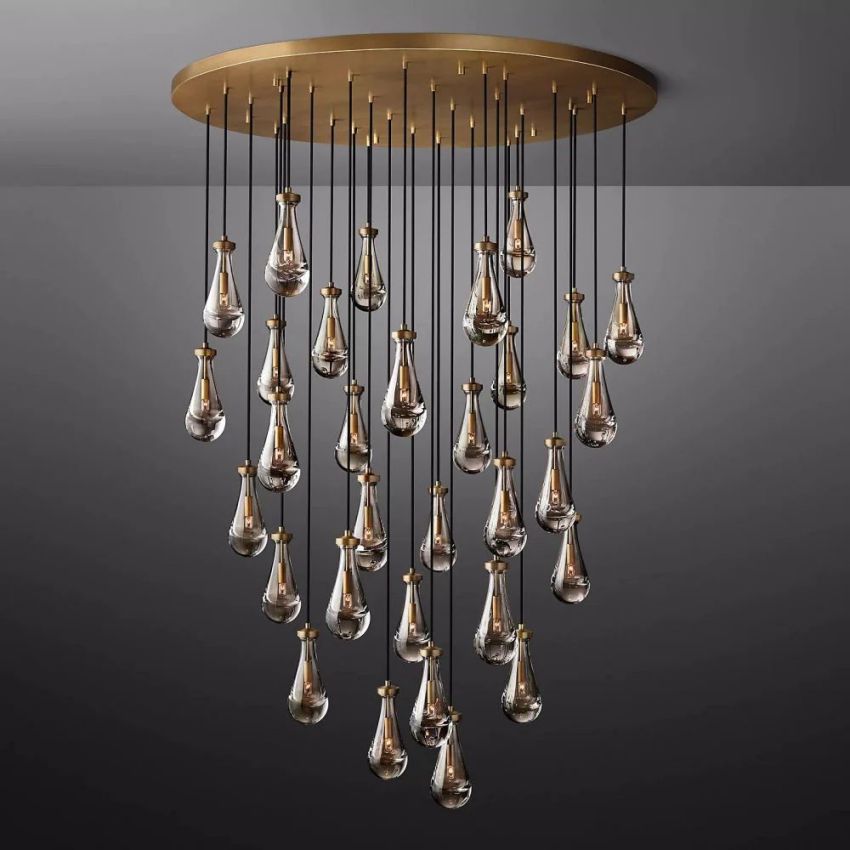 Rain Waterfall Glass Round Chandelier 60"