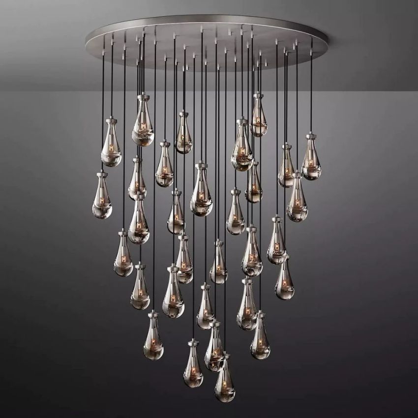 Rain Waterfall Glass Round Chandelier 60"