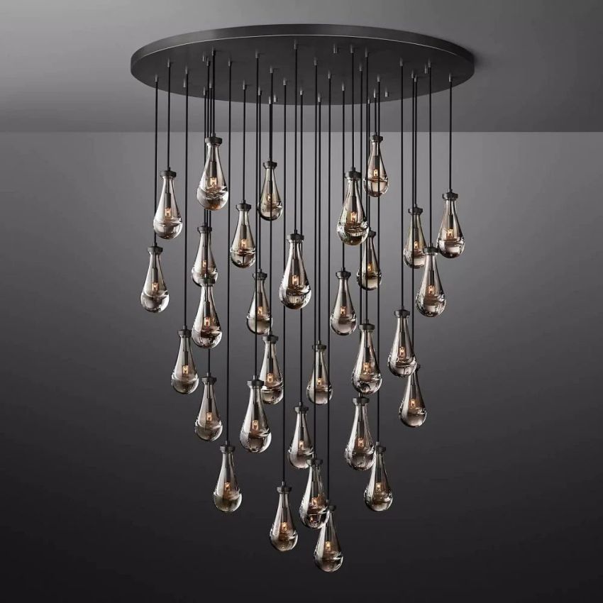 Rain Waterfall Glass Round Chandelier 60"