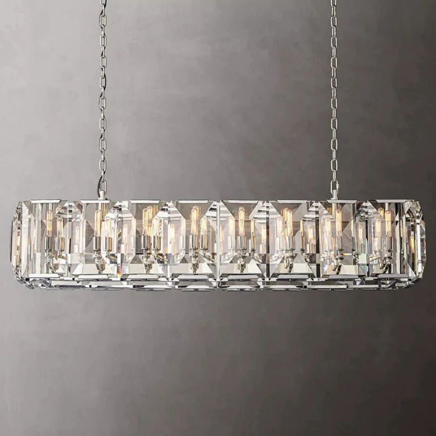 Harlow Chiseled Crystal Rectangle Chandelier 54"