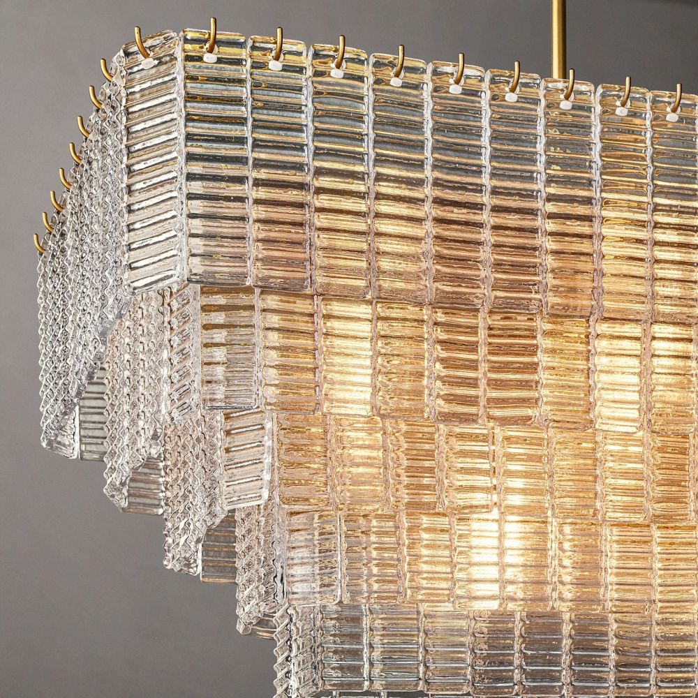 Sirene Molded Glass Rectangle Chandelier 59"