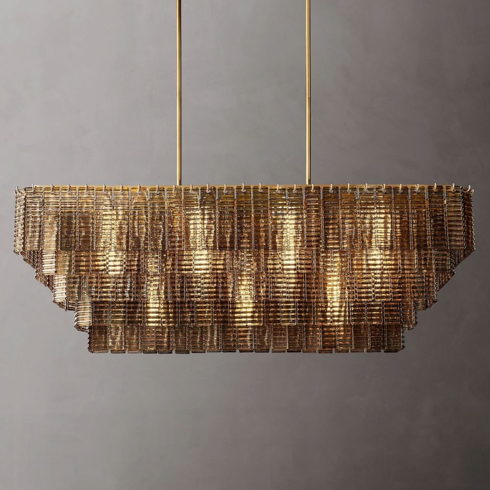 Sirene Molded Glass Rectangle Chandelier 59"