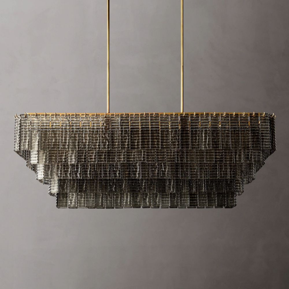 Sirene Molded Glass Rectangle Chandelier 59"