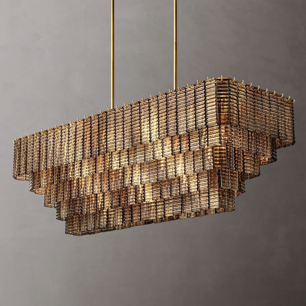 Sirene Molded Glass Rectangle Chandelier 59"