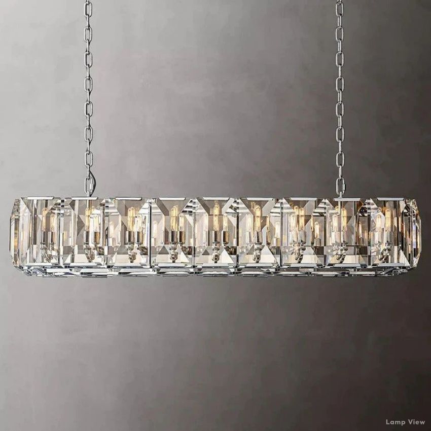 Harlow Mitered Crystal Rectangle Chandelier 62"