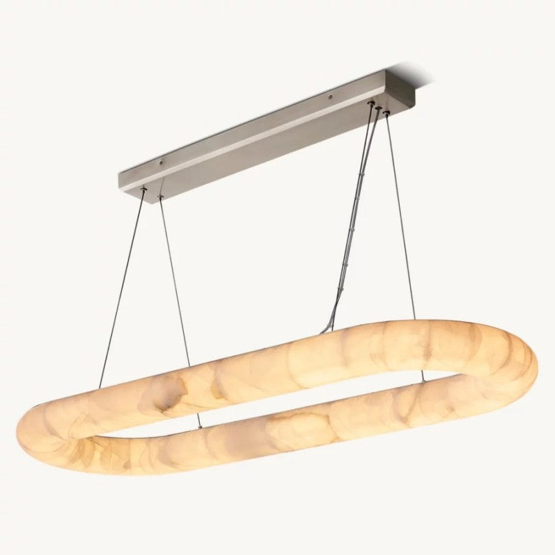 Rivage Lisse Alabaster Oval Chandelier 57"