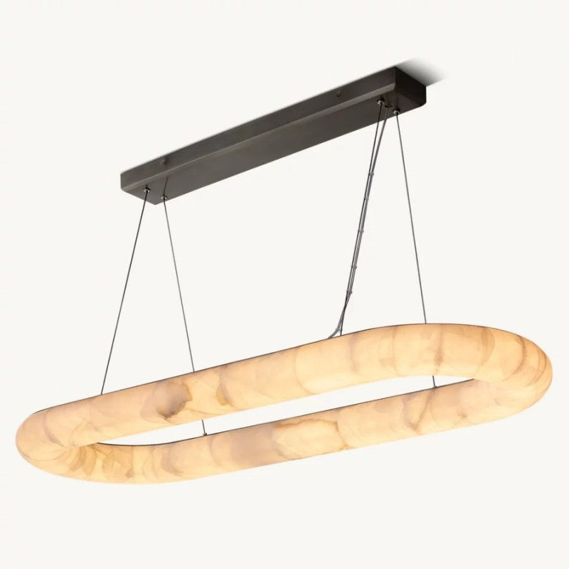 Rivage Lisse Alabaster Oval Chandelier 57"