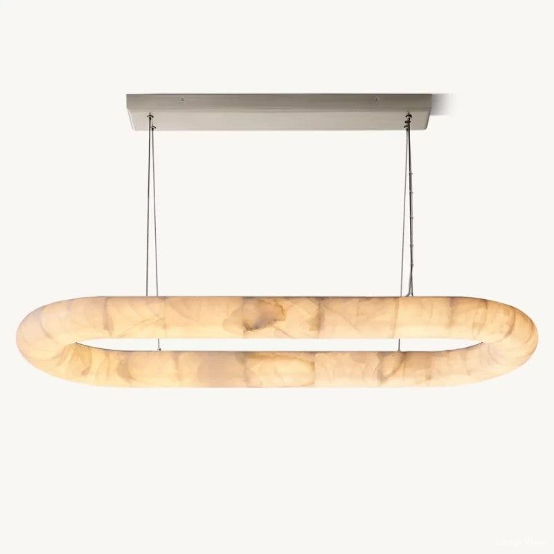 Rivage Lisse Alabaster Oval Chandelier 57"
