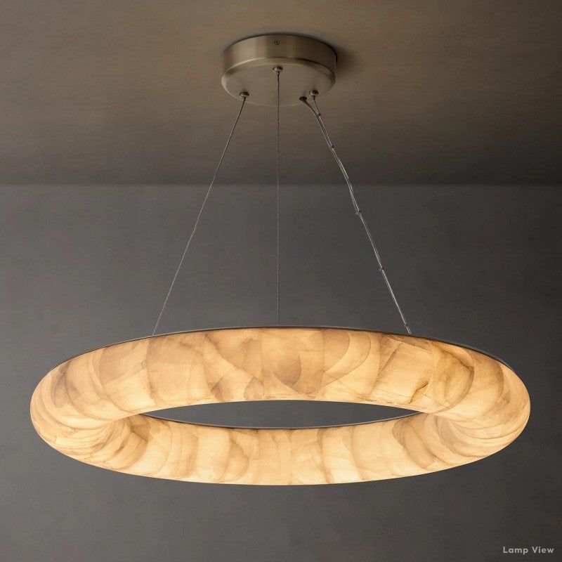 Rivage Lisse Alabaster Round Chandelier 31"