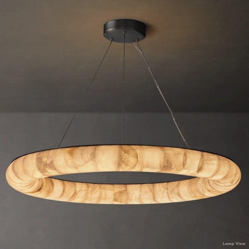 Rivage Lisse Alabaster Round Chandelier 41"