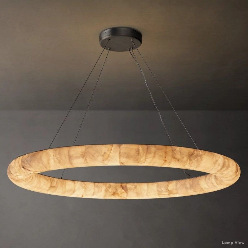 Rivage Lisse Alabaster Round Chandelier 61"