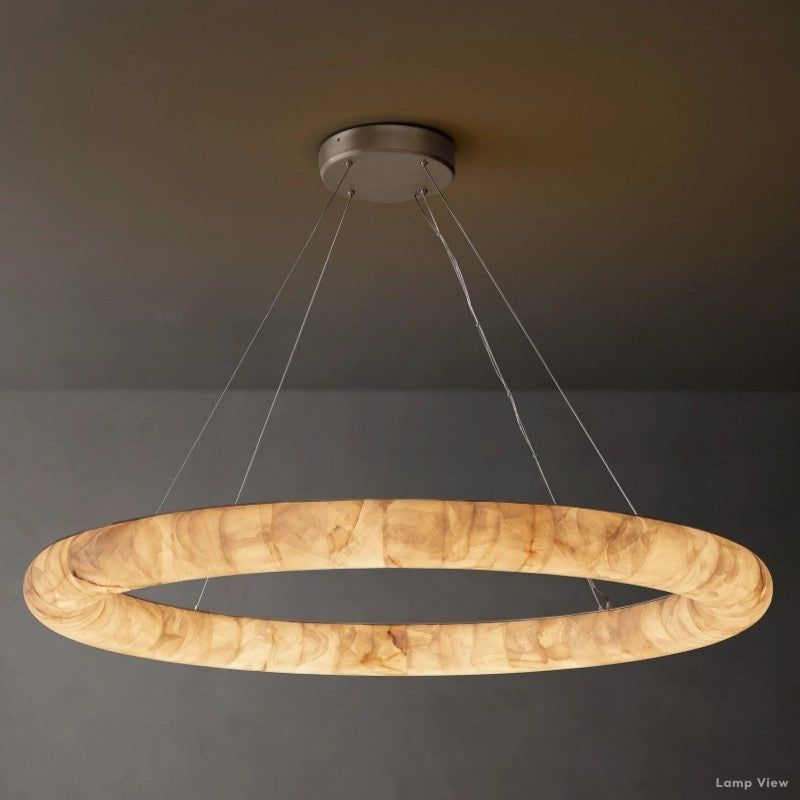 Rivage Lisse Alabaster Round Chandelier 61"