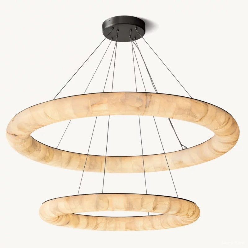 Rivage Lisse Alabaster Two-Tiered Round Chandelier 61"