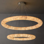 Rivage Lisse Alabaster Two-Tiered Round Chandelier 61"