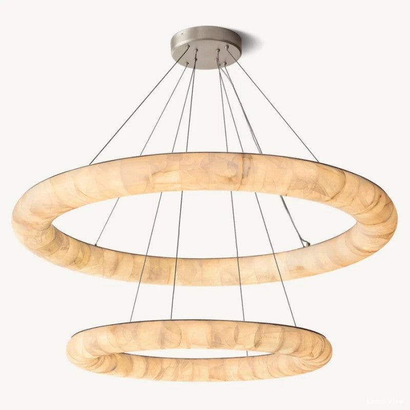 Rivage Lisse Alabaster Two-Tiered Round Chandelier 61"