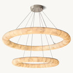 Rivage Lisse Alabaster Two-Tiered Round Chandelier 61"