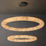 Rivage Lisse Alabaster Two-Tiered Round Chandelier 61"