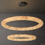 Rivage Lisse Alabaster Two-Tiered Round Chandelier 61"