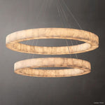 Rivage Lueur Alabaster Two-Tier Round Chandelier 60"