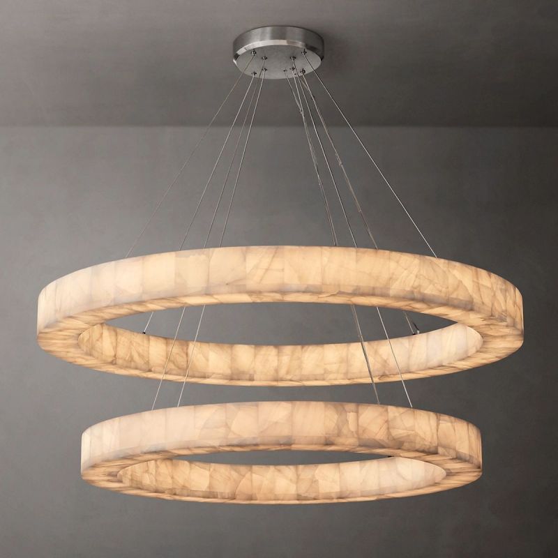 Rivage Lueur Alabaster Two-Tier Round Chandelier 60"