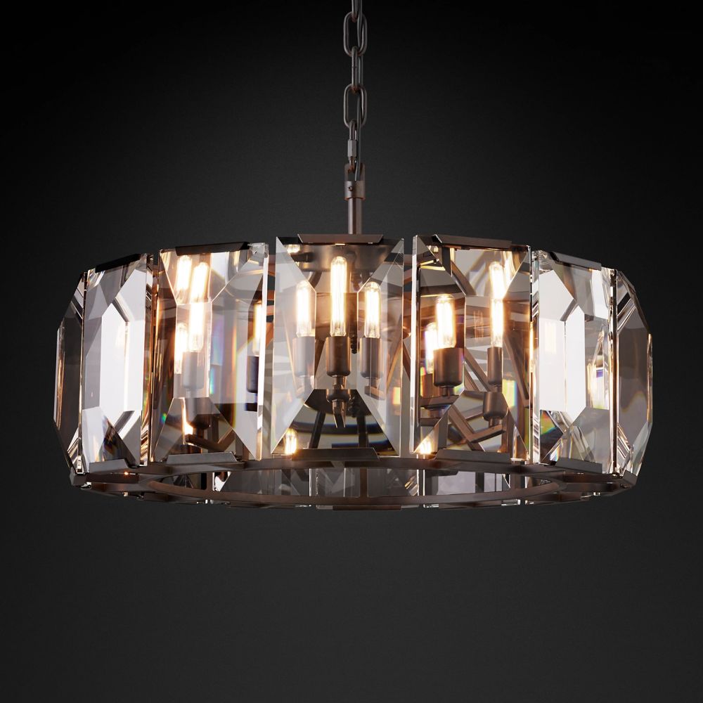 Harlow Chiseled Crystal Round Chandelier 31"