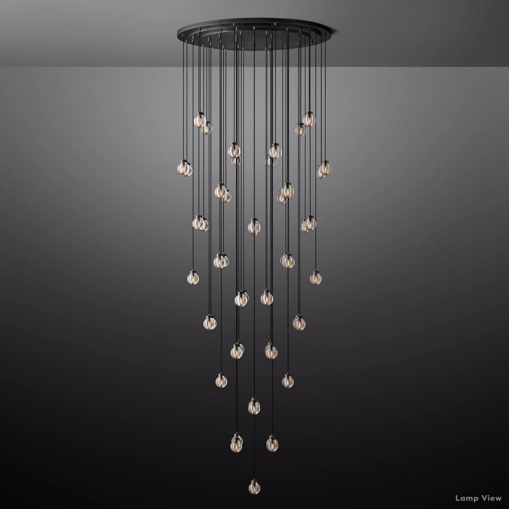 Pearl Shimmering Crystal Round Chandelier 60"