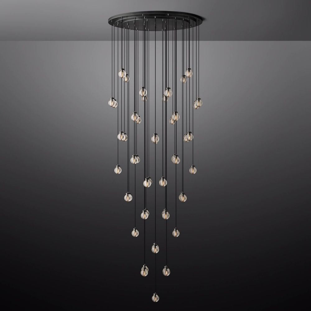 Pearl Shimmer Crystal Round Chandelier 60"