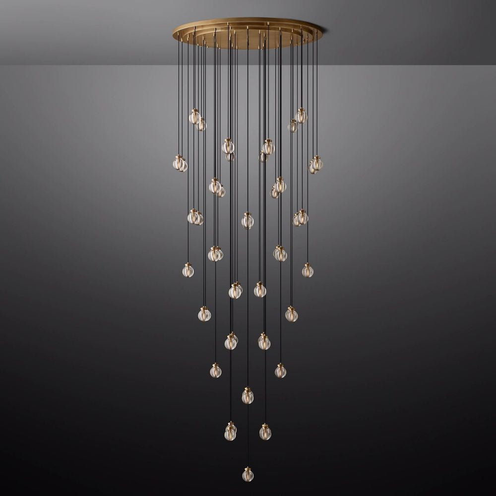 Pearl Shimmering Crystal Round Chandelier 60"