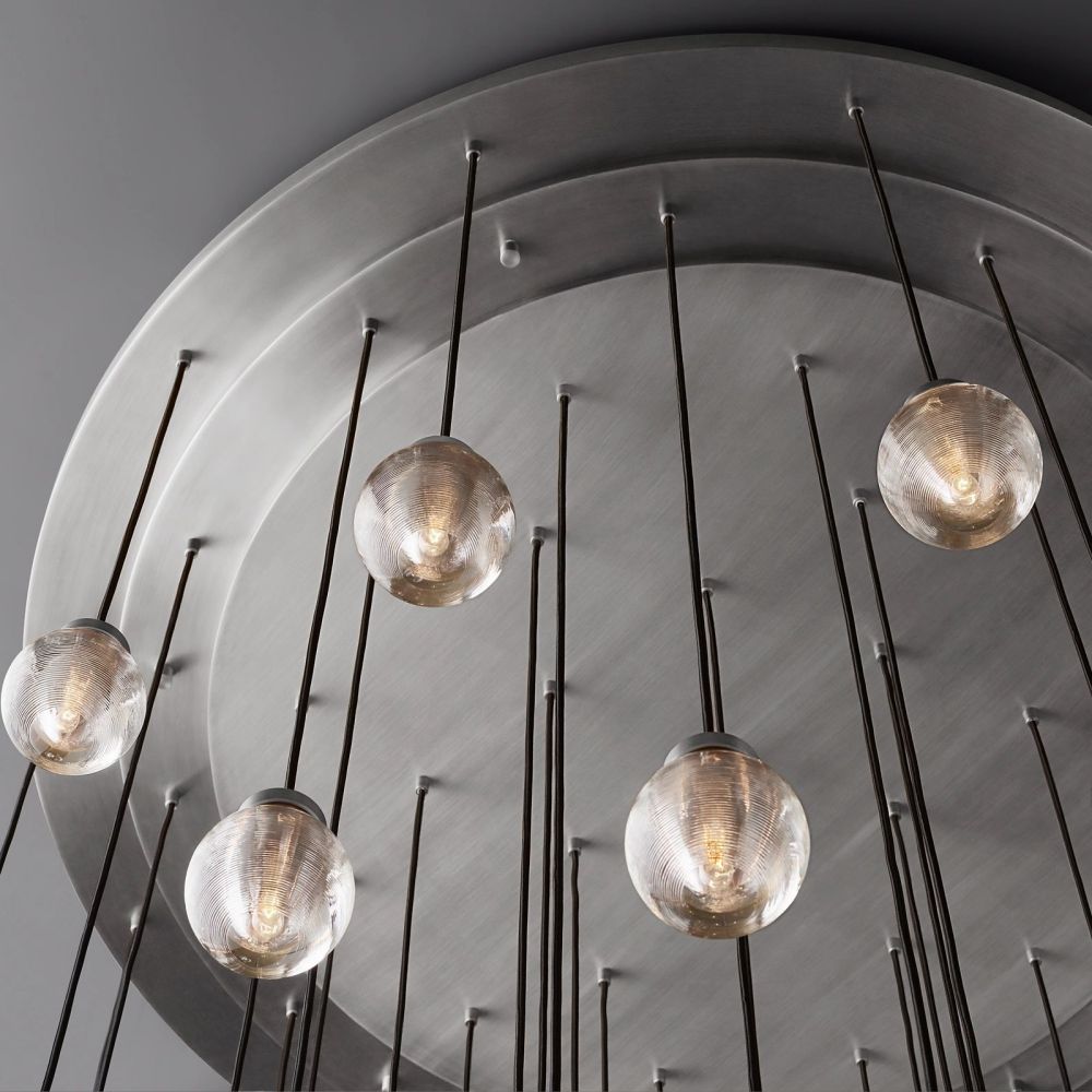Pearl Shimmering Crystal Round Chandelier 60"