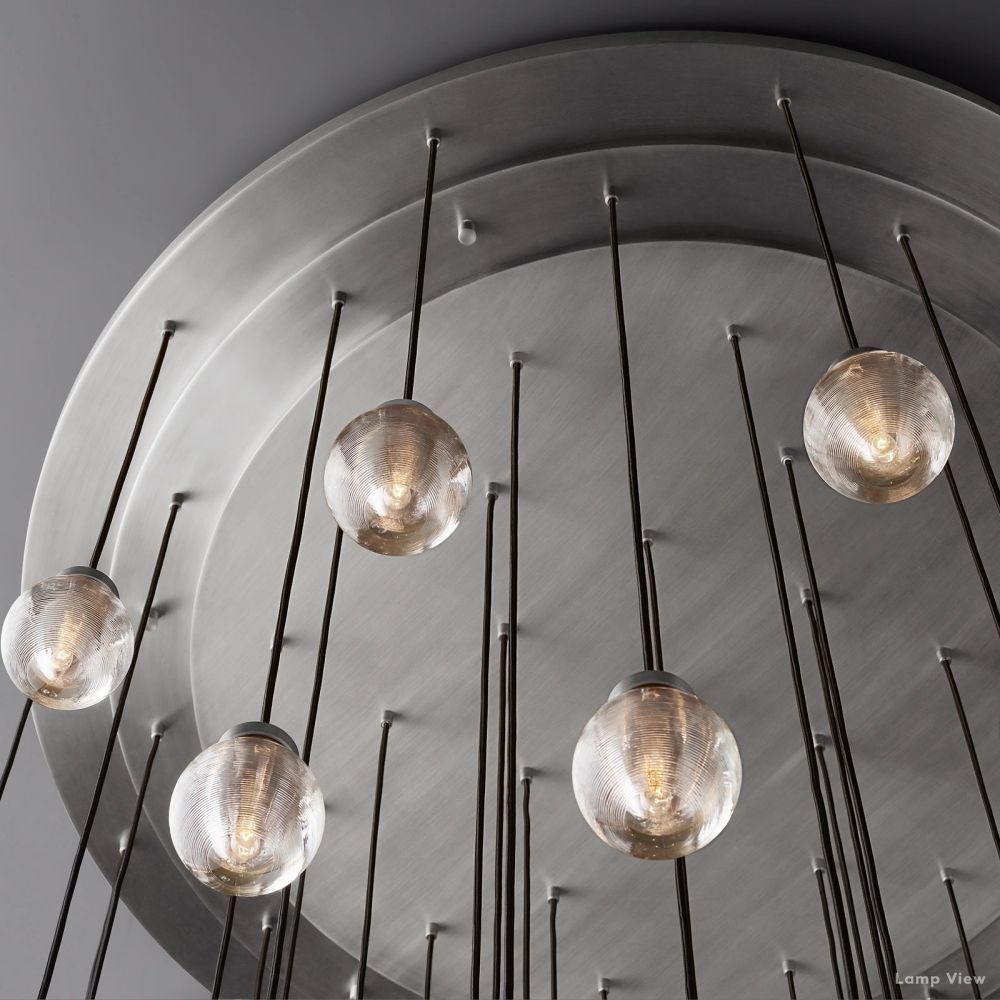 Pearl Shimmering Crystal Round Chandelier 48"