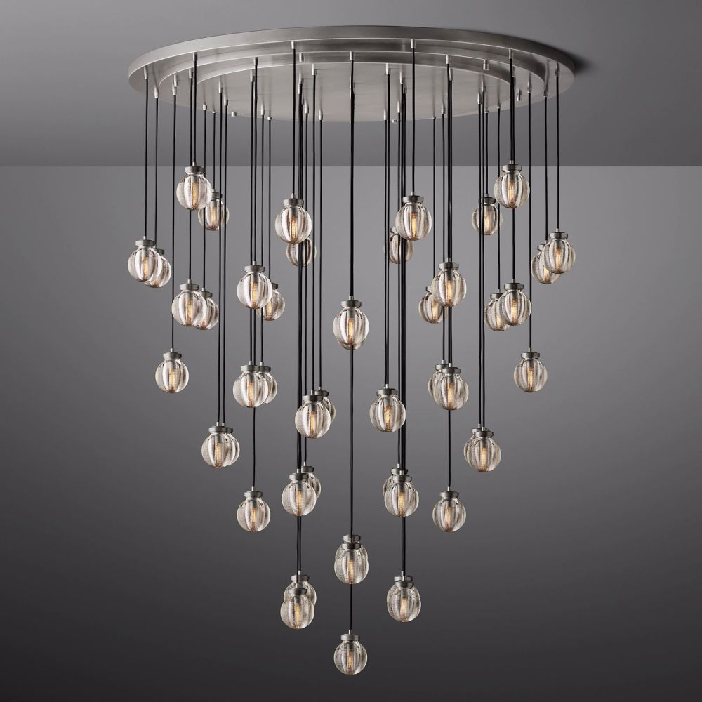 Pearl Shimmering Crystal Round Chandelier 60"