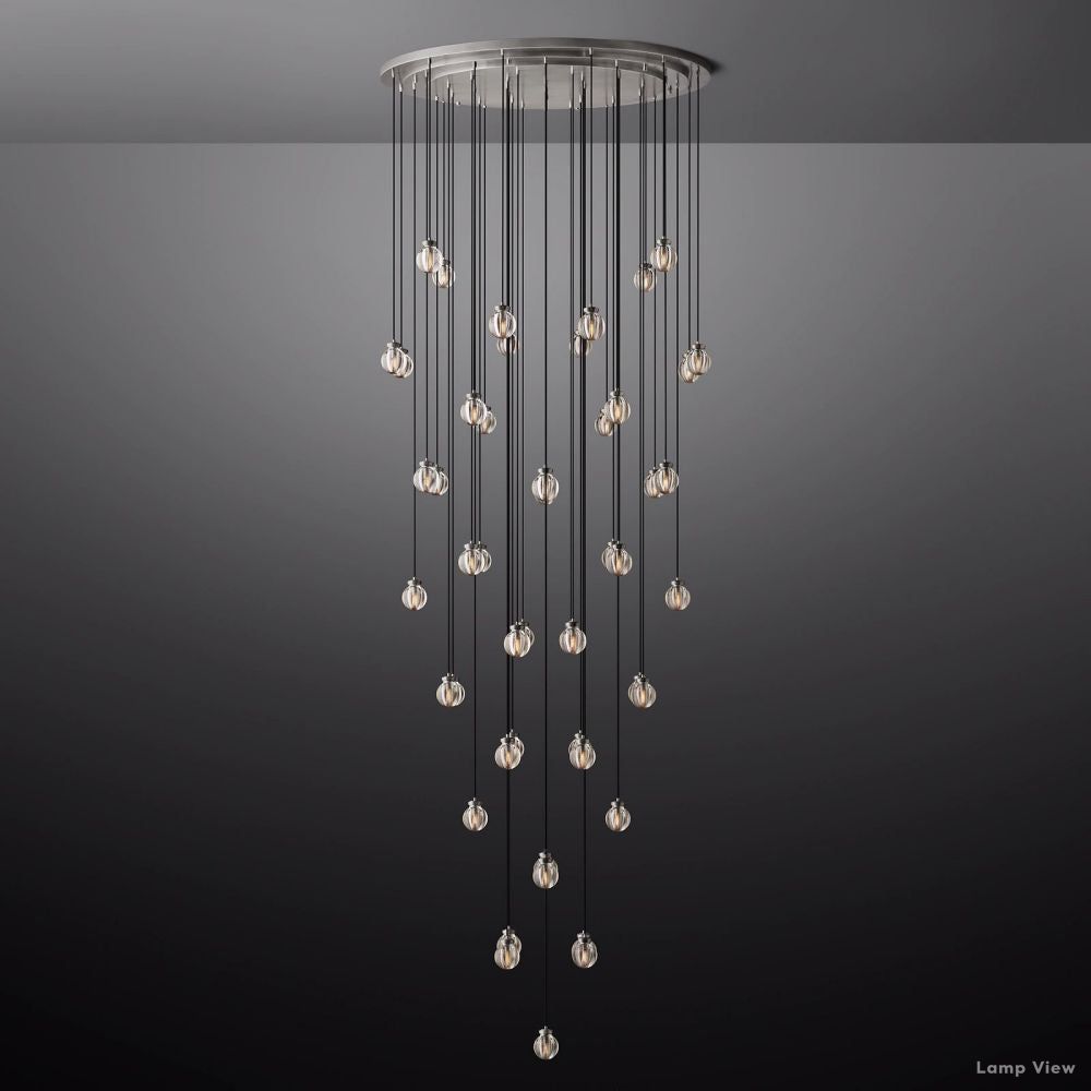 Pearl Shimmering Crystal Round Chandelier 60"