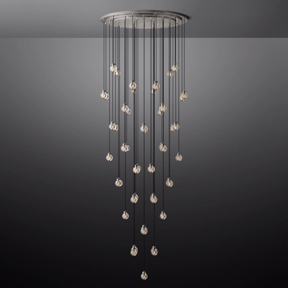 Pearl Shimmer Crystal Round Chandelier 60"