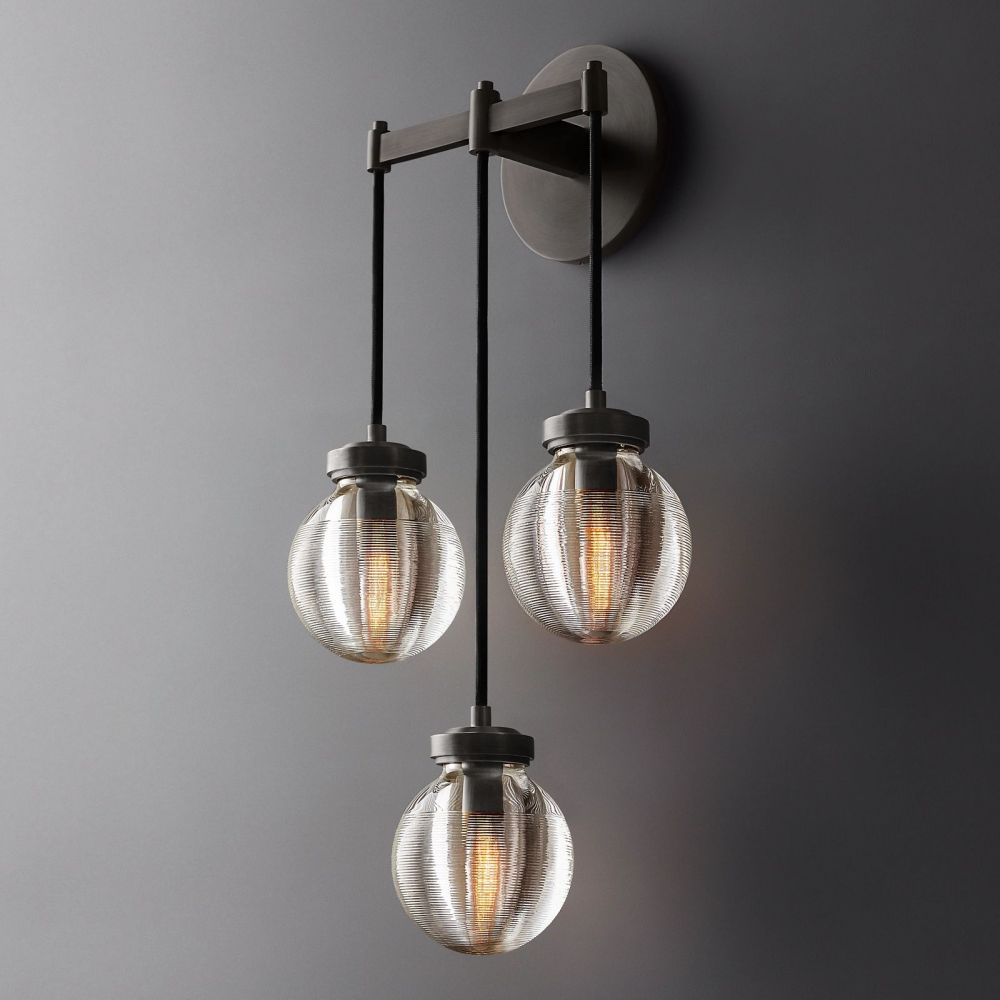 Pearl Shimmering Crystal Triple Wall Sconce