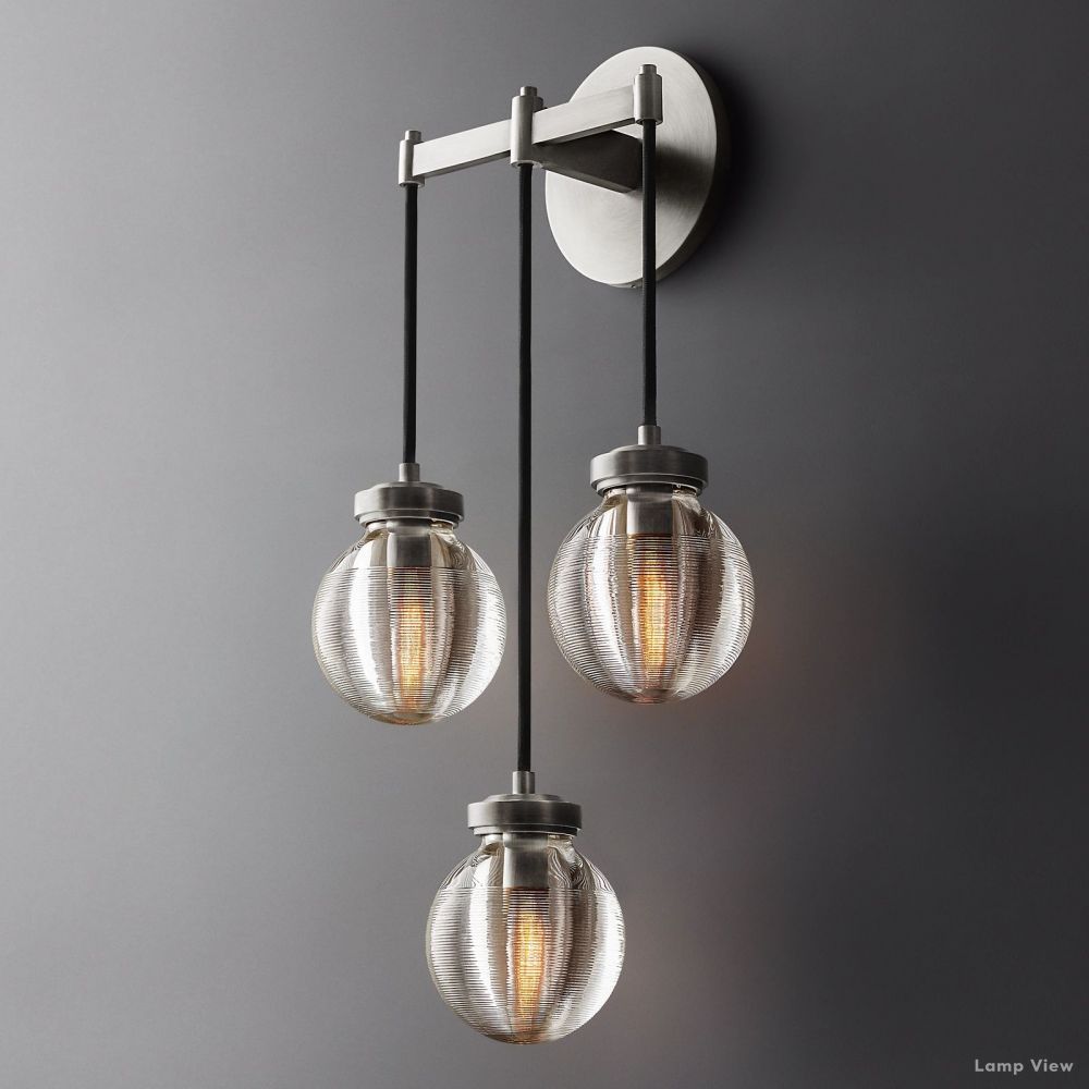 Pearl Shimmering Crystal Triple Wall Sconce