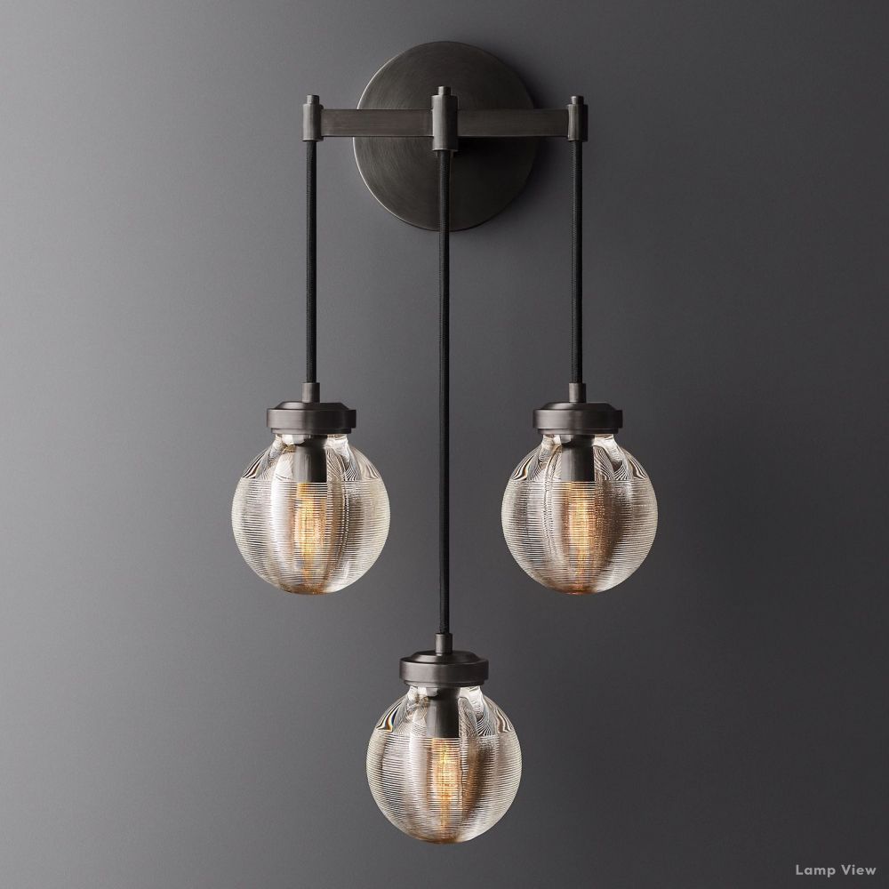 Pearl Shimmering Crystal Triple Wall Sconce