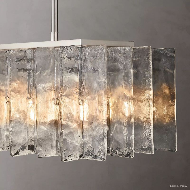 Lattice Contoured Glass Rectangular Chandelier 49"