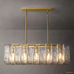 Lattice Contoured Glass Rectangular Chandelier 49"