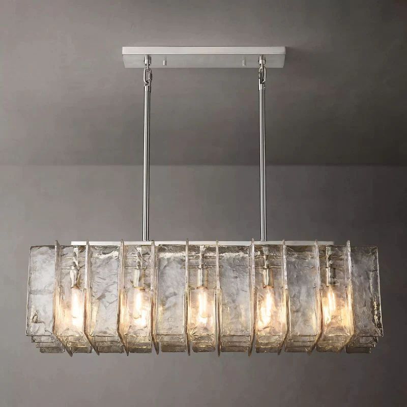Lattice Contoured Glass Rectangular Chandelier 49"