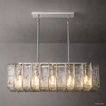 Lattice Contoured Glass Rectangular Chandelier 49"