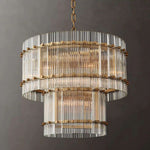 San Marco Ribbed Glass Two-Tier Round Chandelier 22"