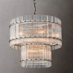 San Marco Ribbed Glass Two-Tier Round Chandelier 22"