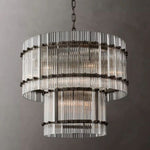 San Marco Ribbed Glass Two-Tier Round Chandelier 22"