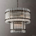 San Marco Ribbed Glass Two-Tier Round Chandelier 22"