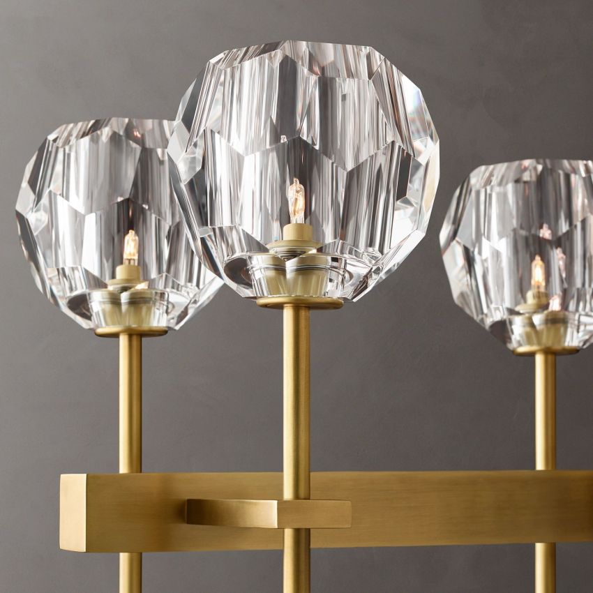 Boule Geometric Cristal Double Linear Chandelier 60"