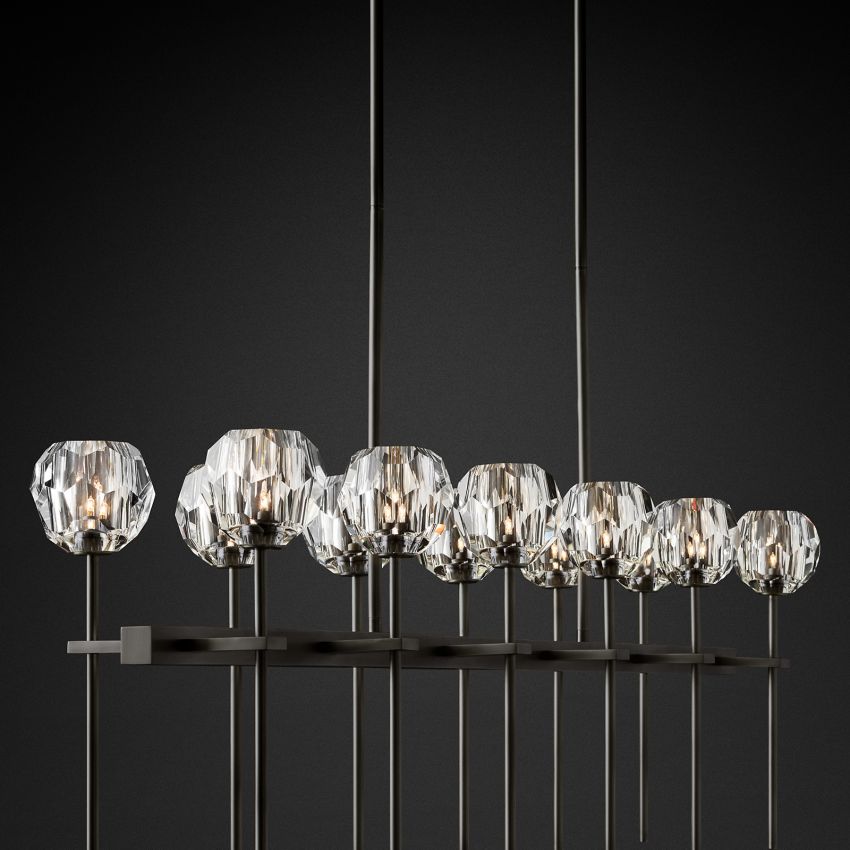 Boule Geometric Cristal Double Linear Chandelier 60"