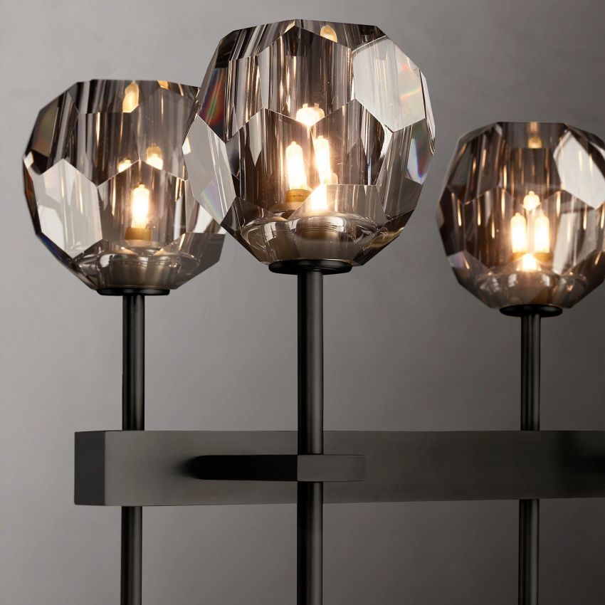 Boule Geometric Cristal Double Linear Chandelier 60"