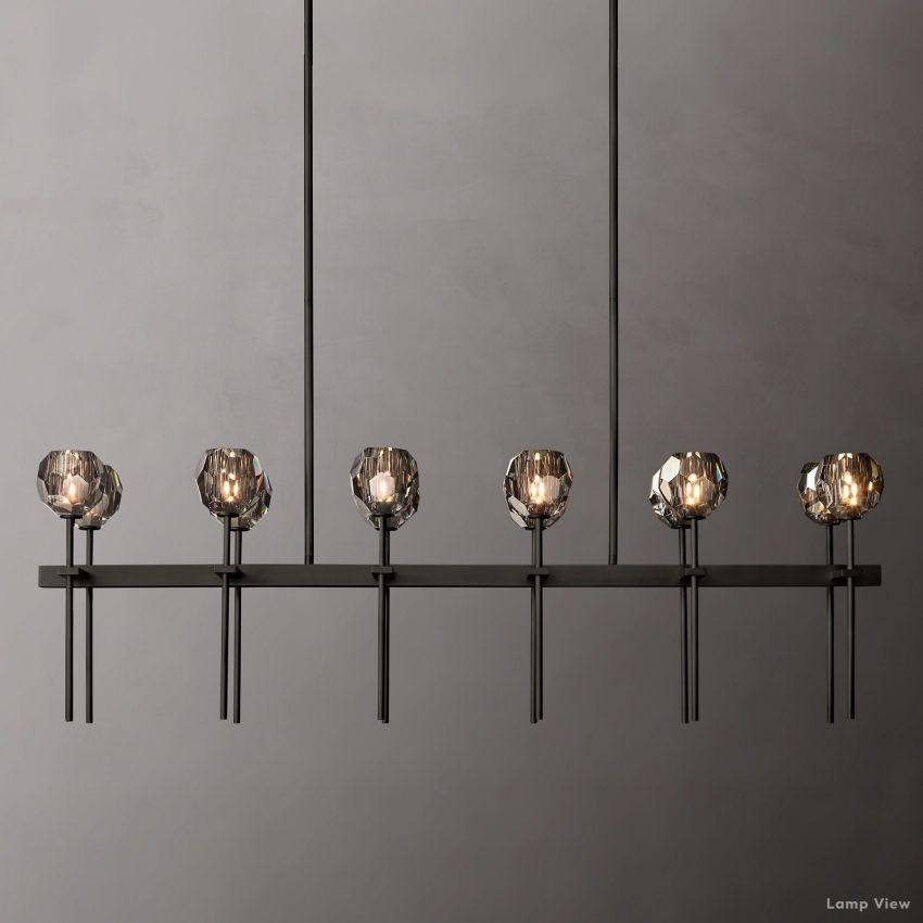 Boule Geometric Cristal Double Linear Chandelier 60"